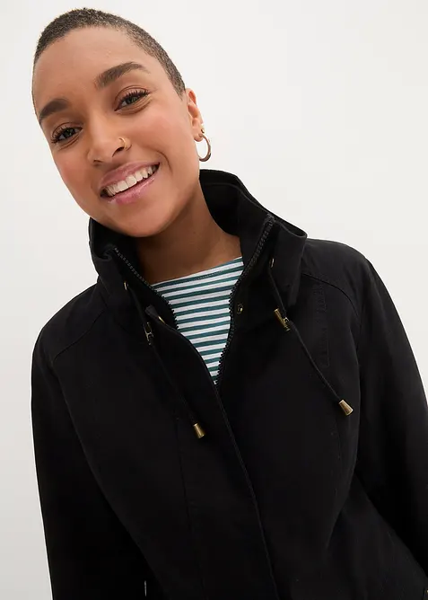 Kort bomullsparkas med st&aring;krage, innsvinget, bonprix