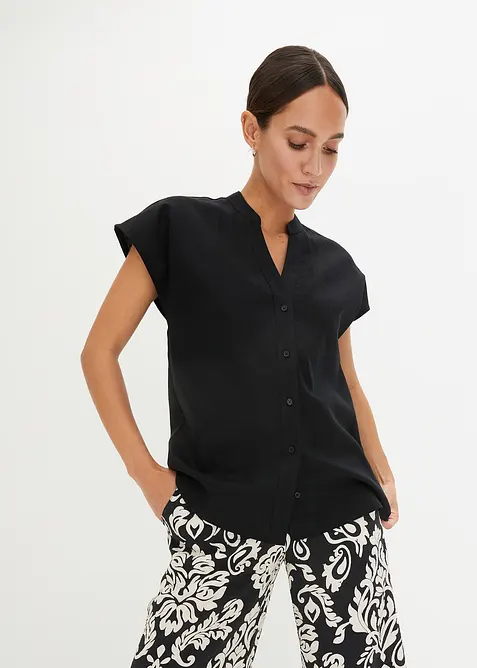 Kortermet bluse i lett linmiks, bonprix