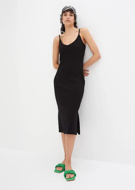 Ribbet Bodycon-kjole av elastisk bomullsmiks, bonprix