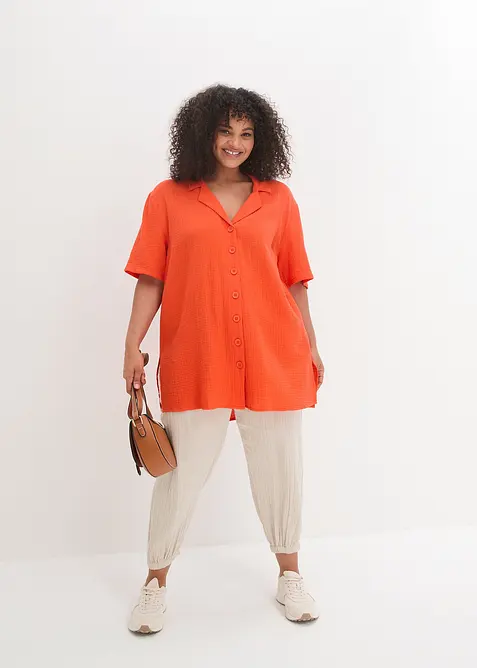 Skjortebluse i musselin, bonprix