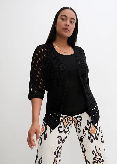 Hullstrikket cardigan med lurex, bonprix