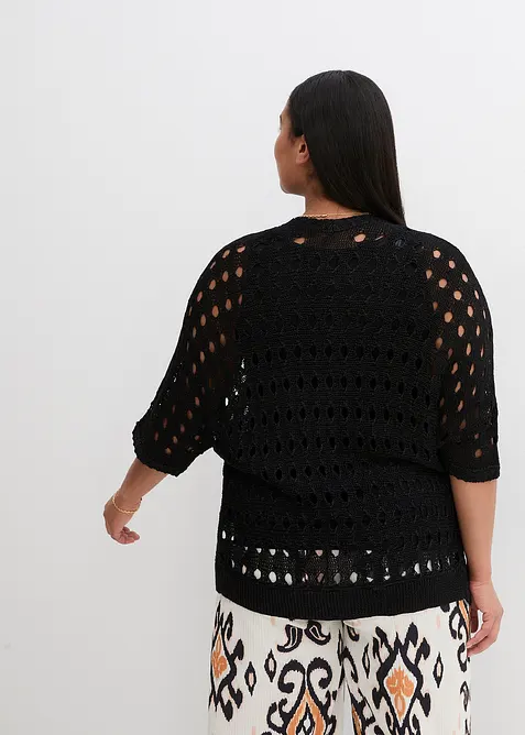 Hullstrikket cardigan med lurex, bonprix