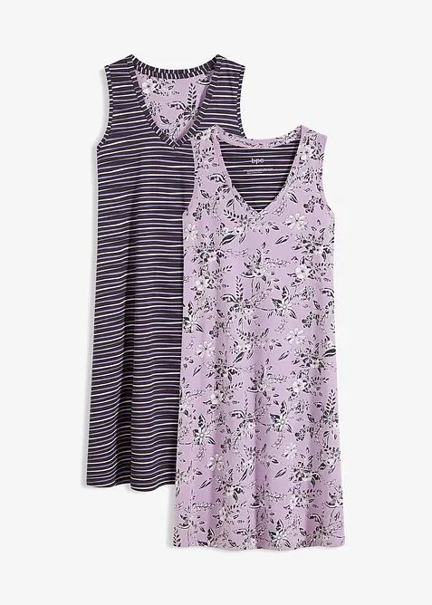 Kort nattkjole i 100% bomull (2-pack), bonprix