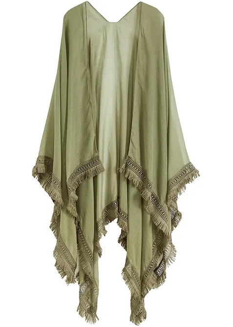 Poncho i transparent look med frynser, bonprix