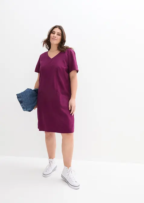 Minikjole med lin, bonprix