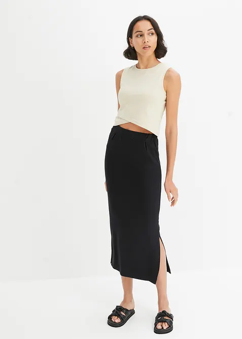 Cropped topp av myk bomullsmiks, bonprix
