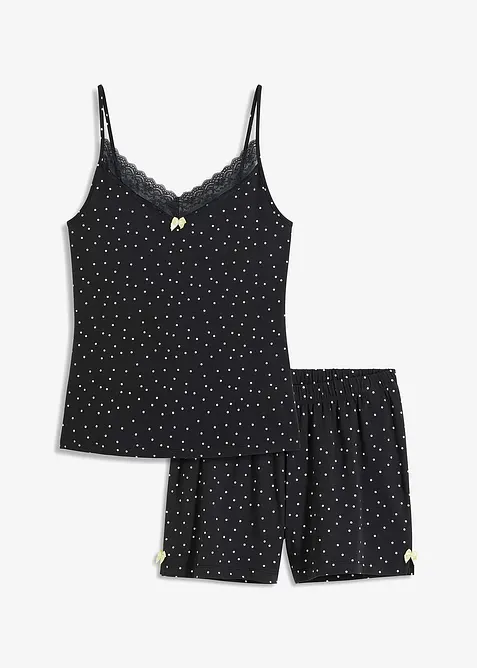 Kort pyjamas med delikate blonder, bonprix