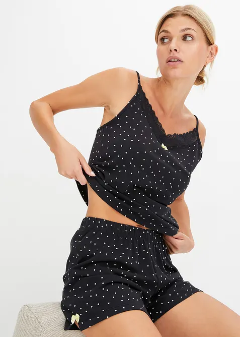 Kort pyjamas med delikate blonder, bonprix