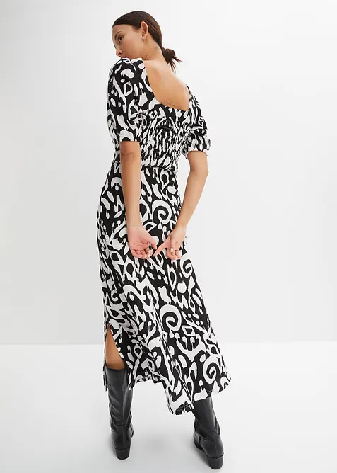 Kjole av jersey-crepe med lang splitt, bonprix