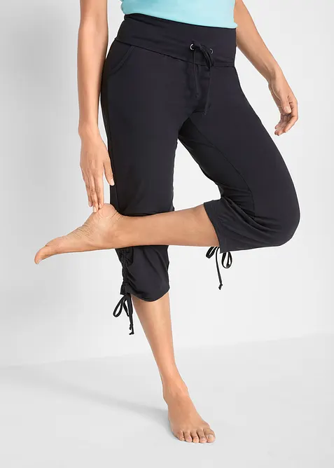 Capri-bukse med rynking i viskosemiks, bonprix