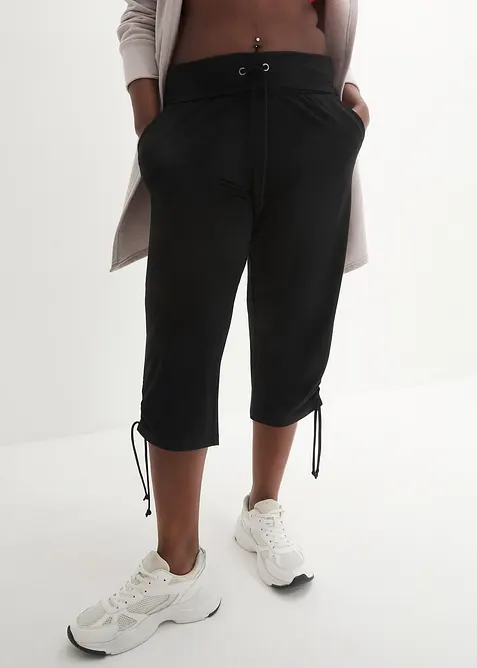 Capri-bukse med rynking i viskosemiks, bonprix