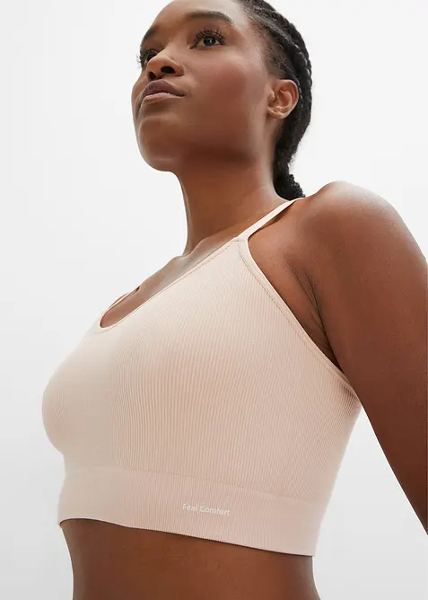 Feel Comfort Seamless-BH-topp i ribbemateriale, bonprix
