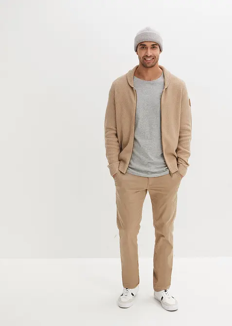 Regular Fit chinos med stretchlinning og belte, Straight, bonprix