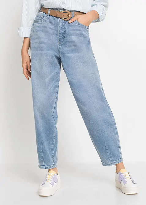 Barrel-Jeans, High Waist, &oslash;kologisk bomull, bonprix