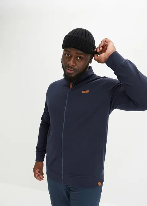 Sweatjakke med detaljer i imitert skinn, bonprix