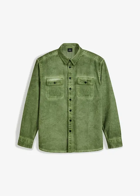 Langermet skjorte i 100% bomull i vasket look, bonprix