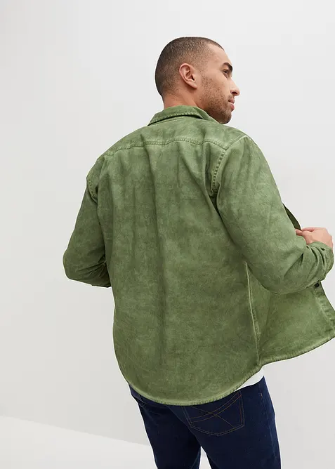 Langermet skjorte i 100% bomull i vasket look, bonprix