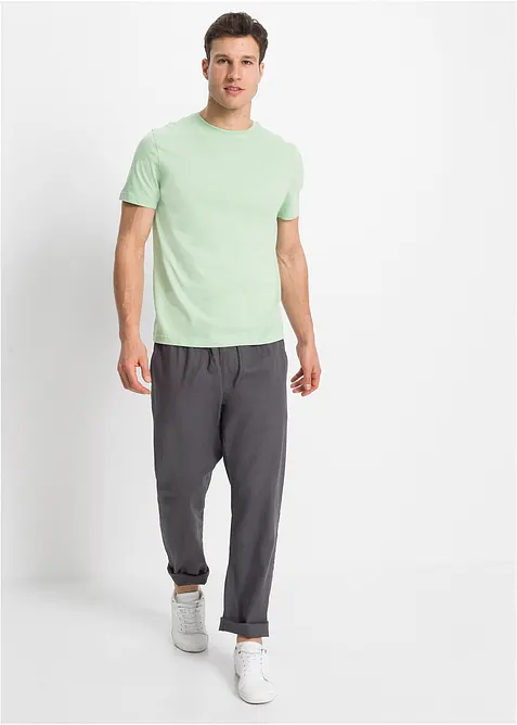 Regular Fit slip on-bukse av luftig linmiks, Straight, bonprix