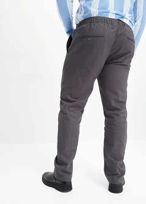 Regular Fit slip on-bukse av luftig linmiks, Straight, bonprix