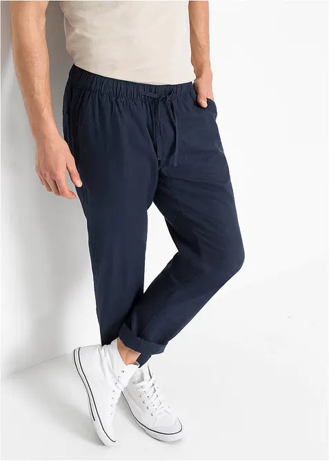 Regular Fit slip on-bukse med linandel, Straight, bonprix