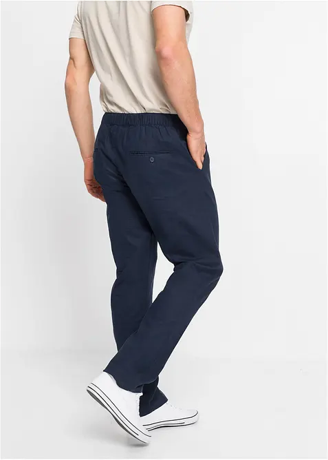 Regular Fit slip on-bukse med linandel, Straight, bonprix