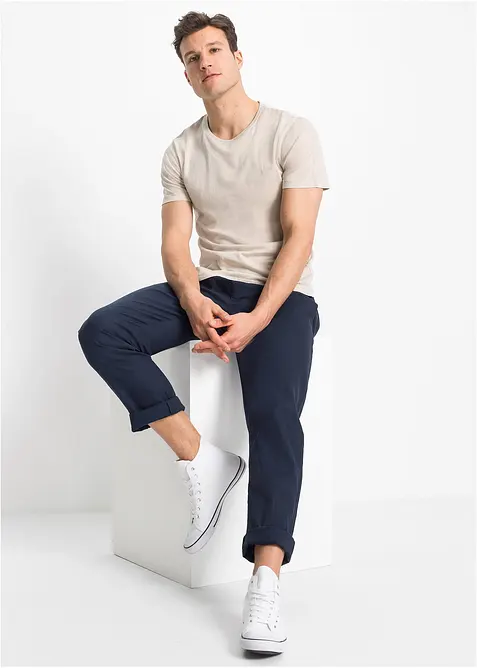 Regular Fit slip on-bukse med linandel, Straight, bonprix