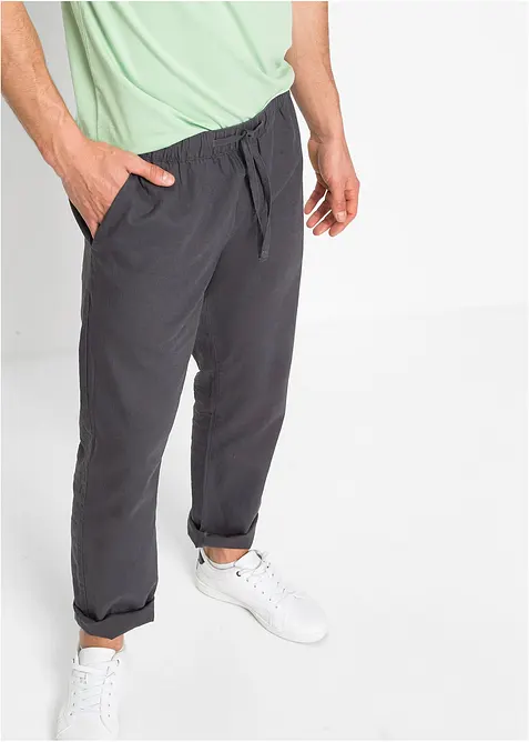 Regular Fit slip on-bukse av luftig linmiks, Straight, bonprix