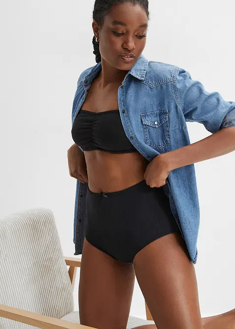 Truse med h&oslash;y midje i lett bomull (4-pack), bonprix