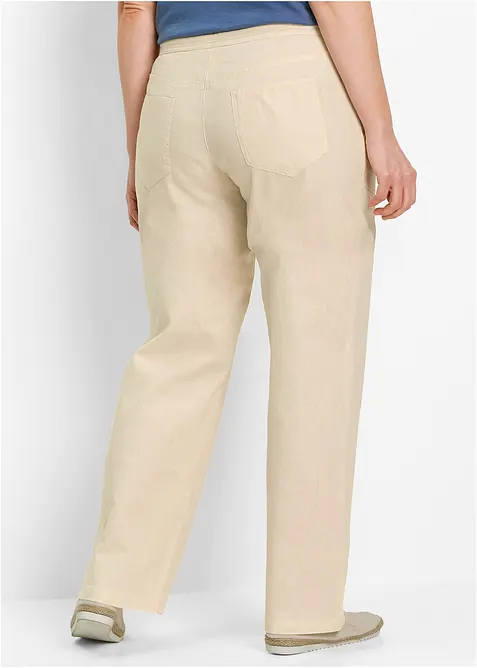 Bukse med lin og vide ben, bonprix