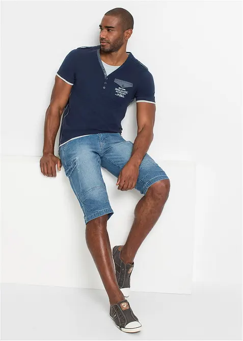 Lang cargo-bermudashorts i lett denim med stretch, Relaxed Fit, bonprix