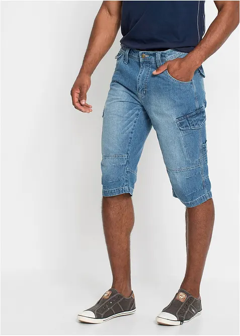 Lang cargo-bermudashorts i lett denim med stretch, Relaxed Fit, bonprix