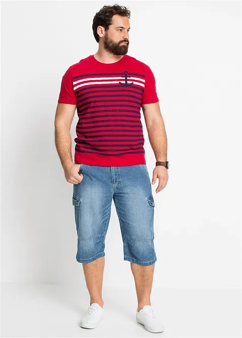 Lang cargo-bermudashorts i lett denim med stretch, Relaxed Fit, bonprix