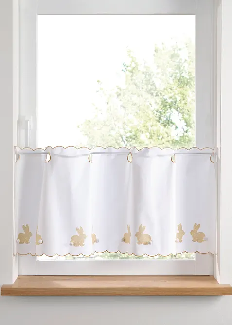 Gardinkappe med kanin-print i &oslash;kologisk bomull, bonprix
