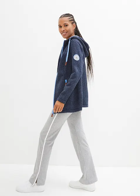 Strikket fleecejakke med hette, bonprix