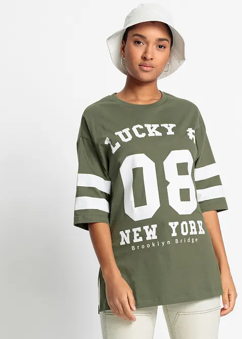 Oversized topp i 100% &oslash;kologisk bomull, bonprix