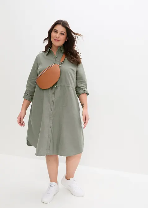 Skjortekjole av lin-/bomullsmiks, bonprix