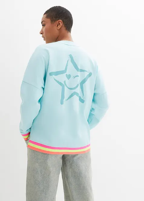 Oversized sweatshirt med fargerike ermekanter, bonprix