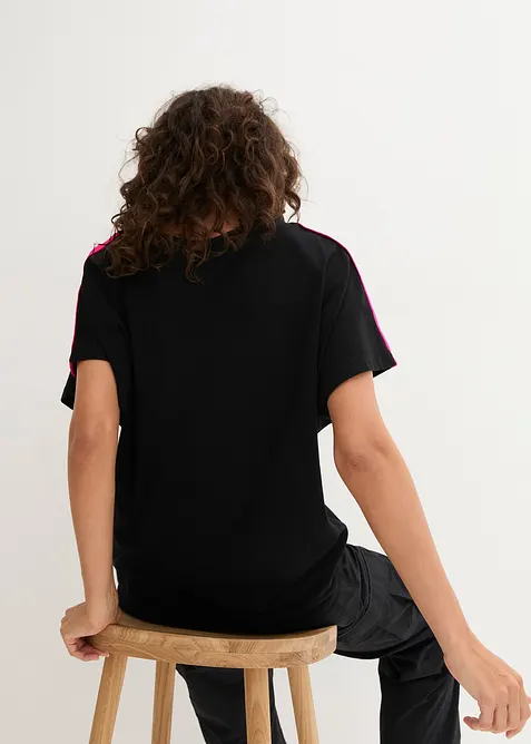 T-skjorte i 100% &oslash;kologisk bomull med neonfargede striper, bonprix