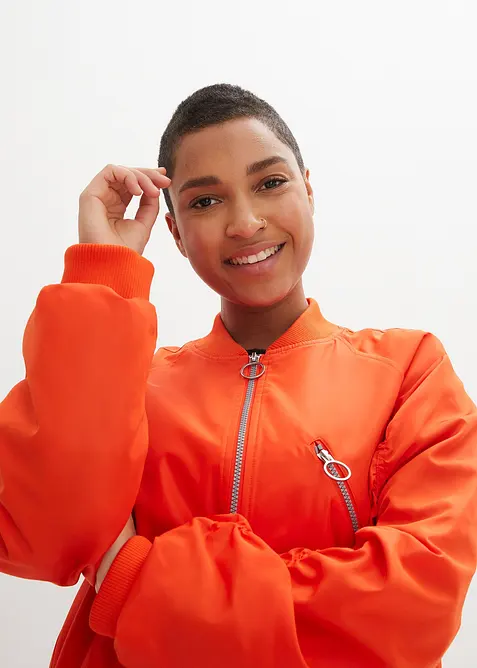 Kåpe med ribbestrikket krage, bonprix