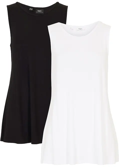 Lang topp av myk viskose, 2-pack, bonprix