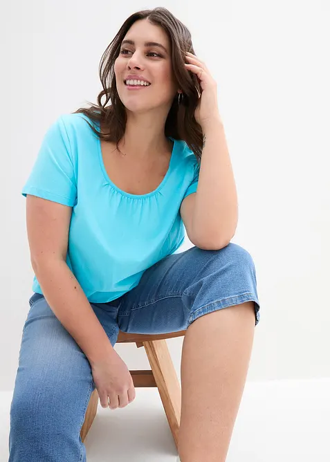 Topp i 100% bomull, kortermet, bonprix