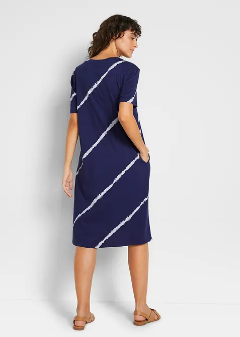 Trikotkjole med lommer i A-fasong, av &oslash;kologisk bomull, knelang, bonprix