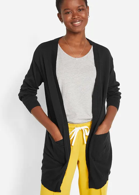 Finstrikket cardigan i bomull, bonprix