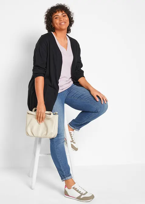 Finstrikket cardigan i bomull, bonprix