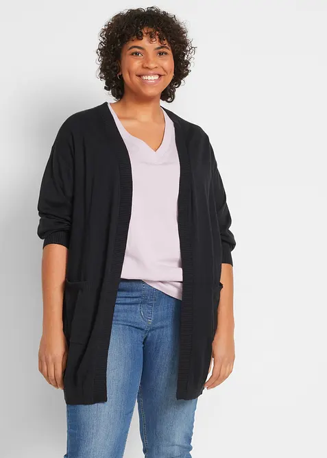 Finstrikket cardigan i bomull, bonprix