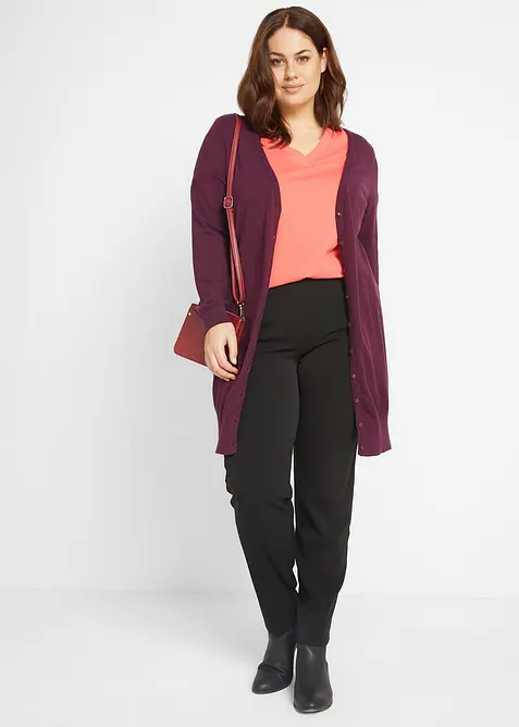 Vid, lang topp med V-hals, kortermet (5-pack), bonprix