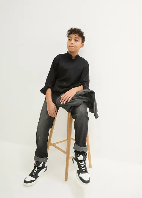 Langermet skjorte av 100% bomull med Turnup, bonprix