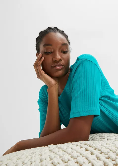 Loungewear-kosedress i ribbemateriale med kulotte, bonprix