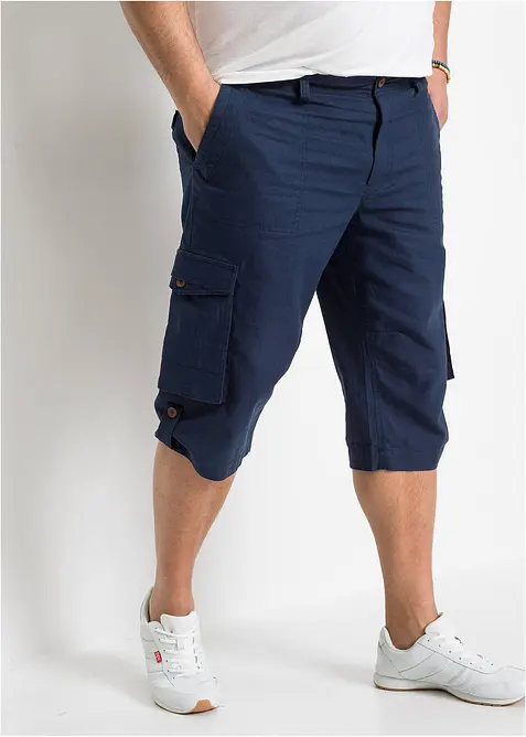 Regular Fit Cargo-Long-bermudashorts av luftig linmiks, bonprix