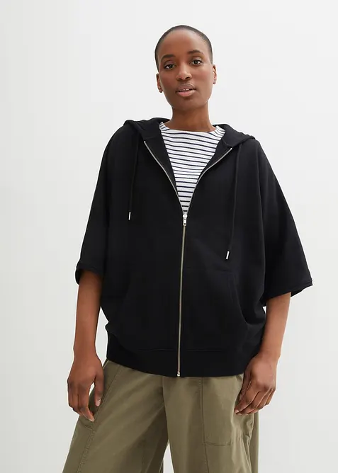 Sweatjakke-cape av b&aelig;rekraftig bomull, bonprix